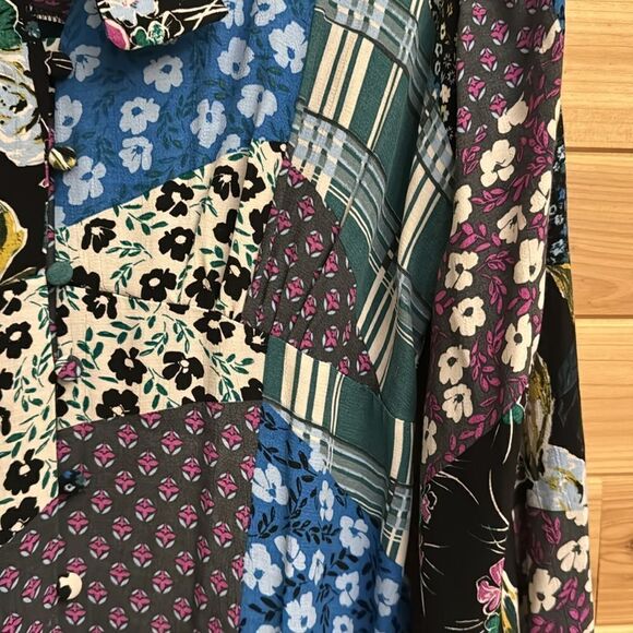 Monsoon Size 8 Bette Patch Print Long Sleeve Button Front Shirt Dress - Picture 8 of 15